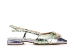 Ballerine Donna: Cafè Noir C1ED9006 BALLERINA APERTA DIETRO IN STAMPA LAMINATA EFFETTO VIPERINA FIBBIA STRASS