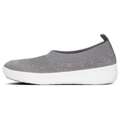 Ballerine Donna: FitFlop ÜBERKNIT TM SLIP-ON BALLERINA CHARCOAL/METALLIC PEWTER