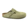 BIRKENSTOCK BOSTON 1025844 faded khaki verde suede ciabatta zoccolo uomo fibbia camoscio