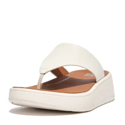 Ciabatte Infradito Donna: FitFlop F-MODE LEATHER FLATFORM TOE-POST SANDALS Cream - DROP 11