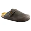 GRUNLAND BOBO CB2224 mogano ciabatte uomo pelle plantare soft fibbia punta chiusa