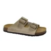GRUNLAND BOBO CB1631 beige ciabatte uomo fasce fibbia pelle birk