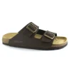 GRUNLAND BOBO CB0974 testa di moro ciabatte uomo fasce pelle fibbie birk