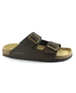 GRUNLAND BOBO CB0974 testa di moro ciabatte uomo fasce pelle fibbie birk