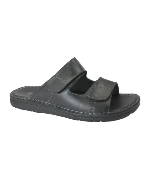 GRUNLAND LAPO CI2691 nero ciabatta uomo pelle strappi fasce