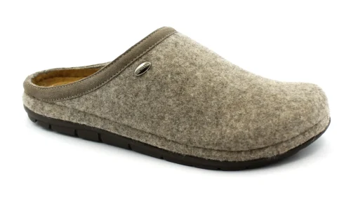 GRUNLAND SIRU CI2286 fango ciabatte uomo in feltro di vera lana re-soft
