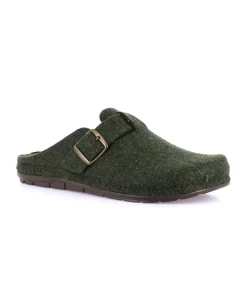 GRUNLAND SIRU CI2442 oliva ciabatte fibbia uomo in feltro di vera lana re-soft