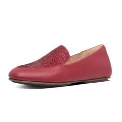 Mocassini Donna: FitFlop LENA CRYSTAL LOAFER DARK RED