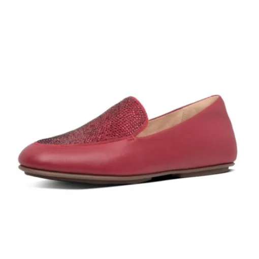 Mocassini Donna: FitFlop LENA CRYSTAL LOAFER DARK RED