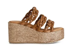 Sandali Donna: Cafè Noir C1HN9008 CIABATTA 3 FASCE SU ZEPPA FASCIA RAFIA