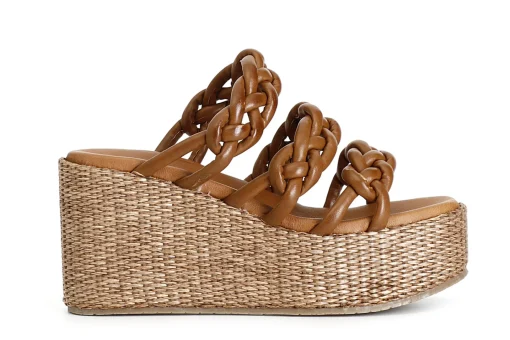 Sandali Donna: Cafè Noir C1HN9008 CIABATTA 3 FASCE SU ZEPPA FASCIA RAFIA