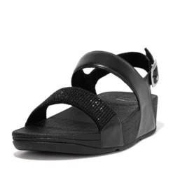 Sandali Donna: FitFlop LULU CRYSTAL EMBELLISHED BACK-STRAP SANDALS ALL BLACK