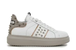 Sneakers Donna: Cafè Noir C1BU1410 SNEAKERS IN PELLE CON FACIA LATERALE BORCHIE