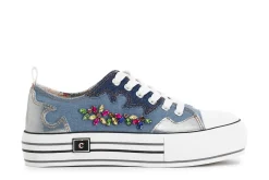 Sneakers Donna: Cafè Noir C1DM9128 SNEAKERS MID IN TESSUTO CON PATCH STRASS